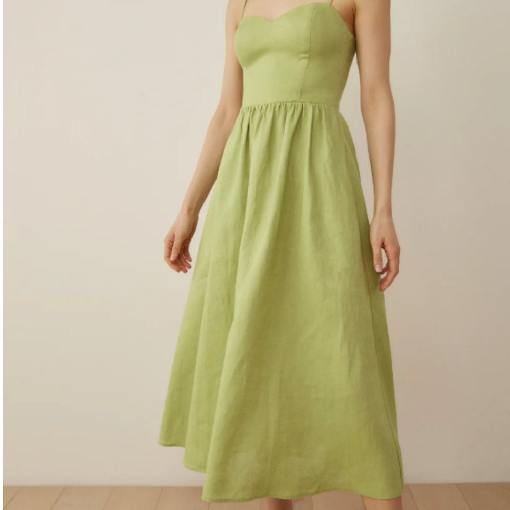 Reformation Green Linen Dress (Zander)